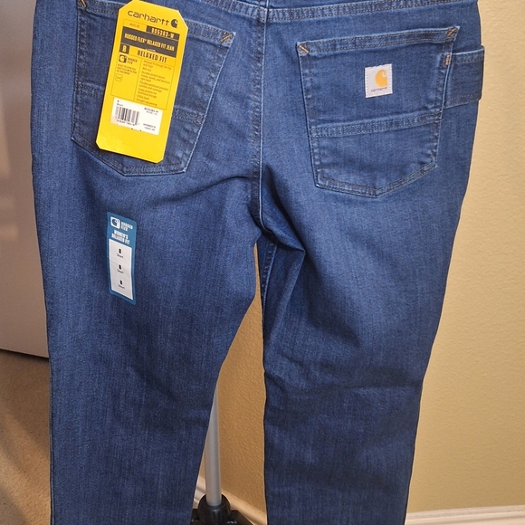 NWT Carhartt Relaxed Fit Women's Blue Denim Pants. Size 8 - Picture 5 of 10
